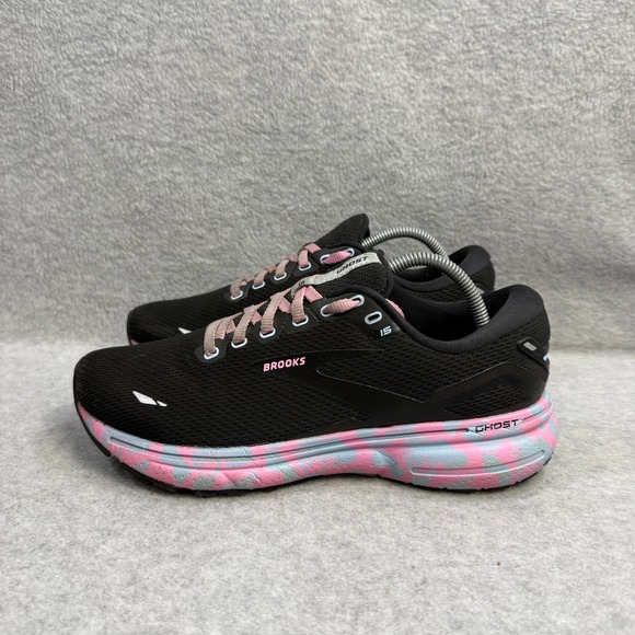 Brooks Shoes - Brooks Ghost 15 Women Shoes Size 7.5 Black Pink Blue Running Sneaker 1203801B099